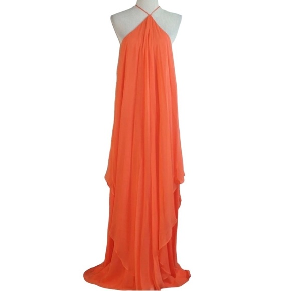 Trina Turk Dresses & Skirts - TRINA Turk Silk Halter Layered Maxi Dress, Orange Crush, TD172002, 0